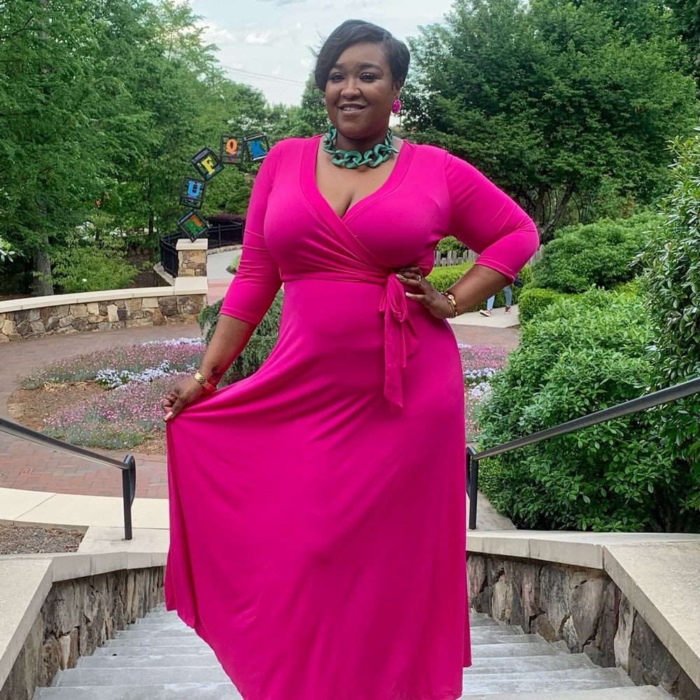 Elegant Pink Wrap Dress